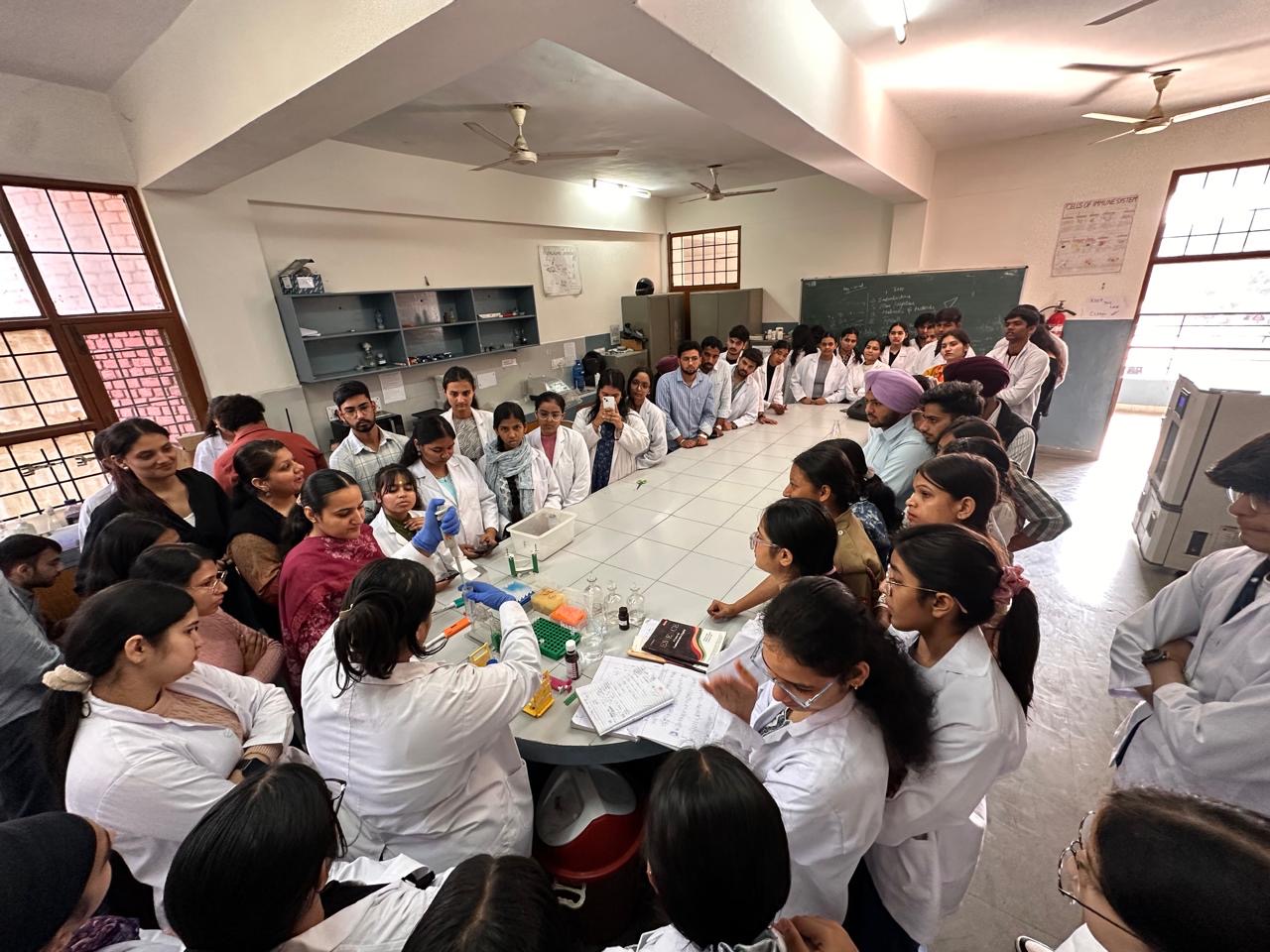 Hands-on training during the Biotechnology Workshop — Lecture Series & Two-Day Workshop on Basic Bio-Techniques (Feb 23–25, 2026).
